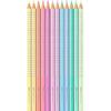 Κασετίνα μεταλλική με ξυλομπογιές Faber Castell Sparkle με παστέλ χρώματα (σετ 12 τεμαχίων)